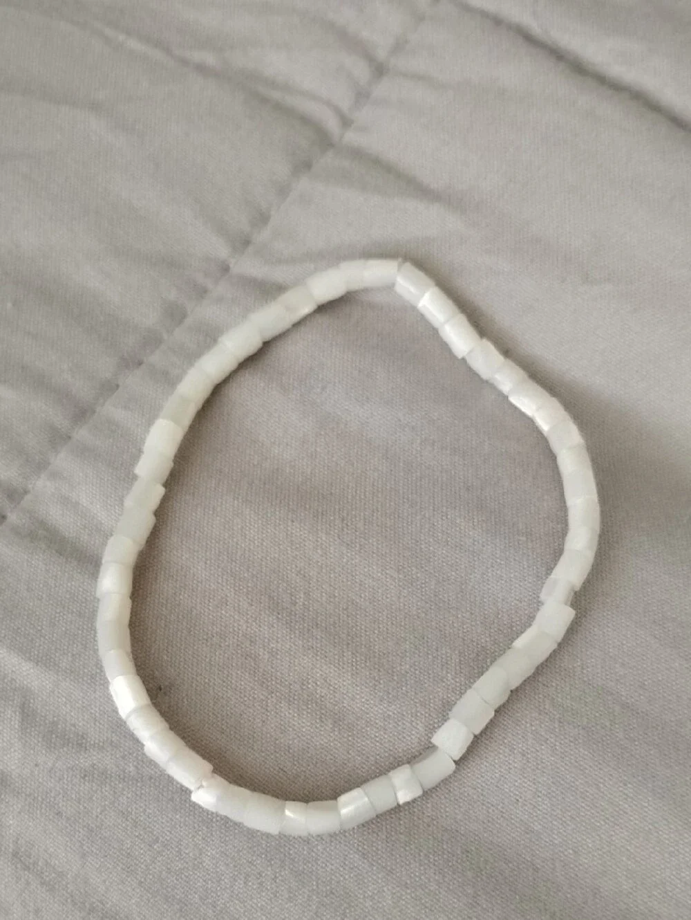 White Beaded Stretch Bracelets